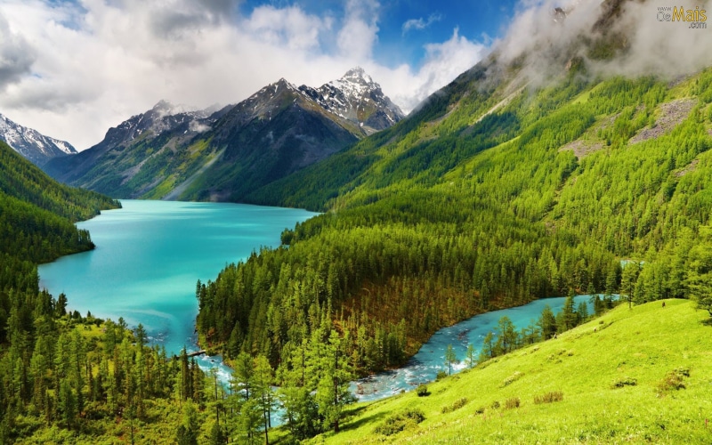 lago, azul, 2K, montanhas