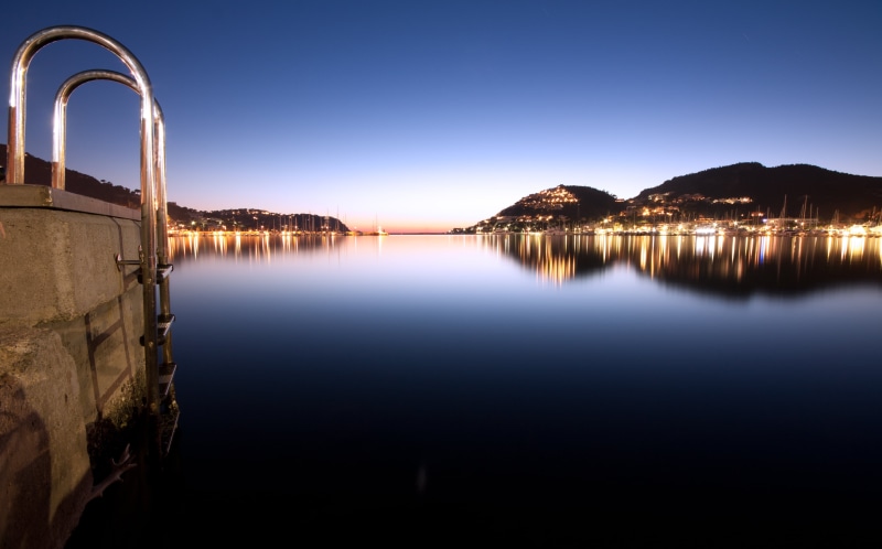 body of water, outdoors, Port, water, 20mm, Majorca, nature, reflection, 4K, Puerto, lake, mountain, Larga, Sunset, daytime, body, Canon  450D, blue, Exposición