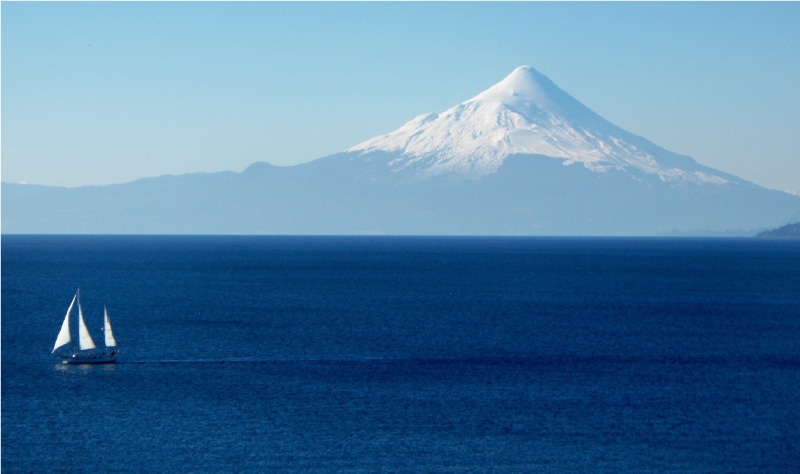 water, nautical vessel, beauty in nature, mode of transportation, snowcapped mountain, sea, mountain peak, costa, idyllic, transportation, mountain, volcano