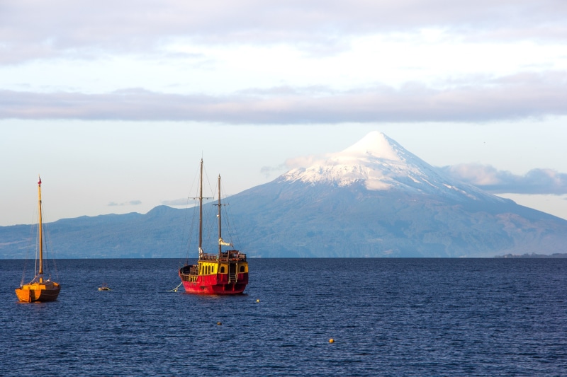 boats, nautical vessel, sailing, non-urban scene, nature, no people, day, transportation, mountain peak, chile, cloud - sky, beauty in nature, outdoors