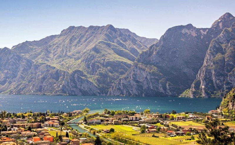 Torbole, town, home, lake, mountains, 1080P, Lake Garda, Italy