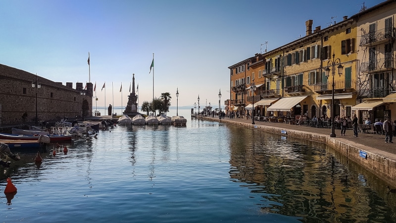 architecture, reflection, canal, sirmione, view, lago di garda, incidental people, boats, decor, italian, 4K, sailboat, building, built structure, elegance