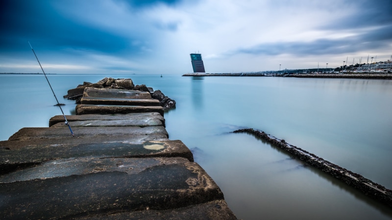 sea, sony, Blue Lagoon, seascape, de, Praia, Lisboa, blue, panoramic, Lisbon, photography, portugal, europe, rocks, Algés, panoramic photography, full  frame