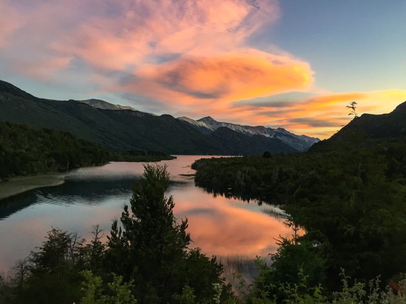 beauty in nature, reflection, non-urban scene, nature, red, outdoors, remote, bariloche, idyllic, scenics - nature, lake, mountain, 2K, orange, patagonia