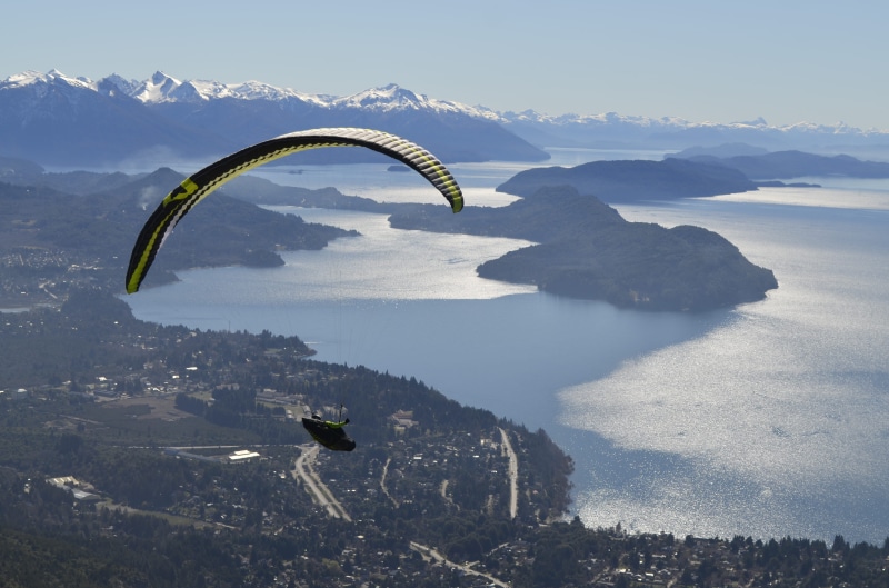 mountain, sport, landscape, sky, beauty in nature, nature, high angle view, extreme sports, people, day, travel destinations, mountains, san martin de los andes