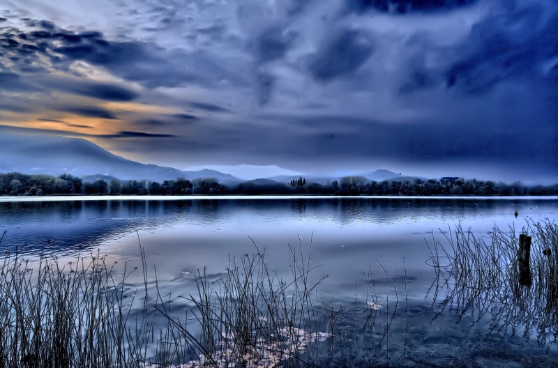 reflection, Fuego, scenics, Lago, outdoors, tree, sky, blue, Jose Luis, sunrise, lake, body, sunset, nature, Mieza, Banyoles, body of water, benquerencia