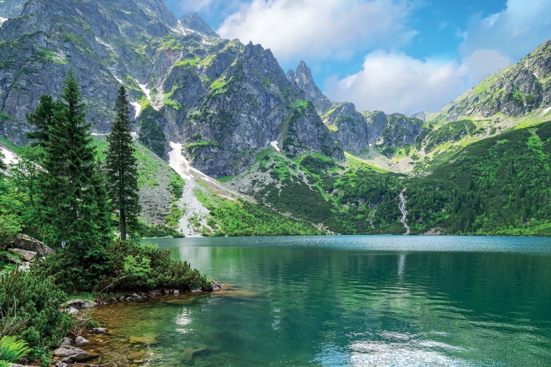 mountains, leafed, green, plant, outdoors, trees, nature, lake, cloud - sky, landscape, summer, photography, day, waterfront, mountain, sky, mountain range