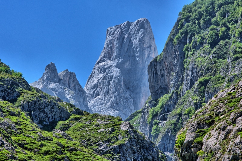 cliff, hiking, mountain, no people, blue, outdoors, landscape, clear sky, mountain peak, non-urban scene, plant, rock, high mountains, rock - object, 5K