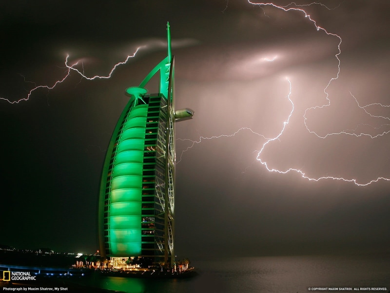 electricity, storm cloud, building, no people, architecture, burj, thunderstorm, al, cloud - sky, beauty in nature, illuminated, nature, Burj Al Arab, sky