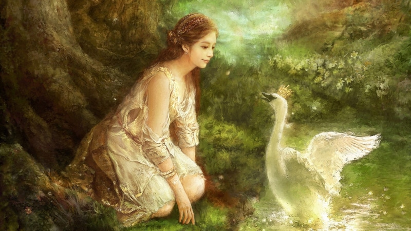 water, one person, 2K, vertebrate, nature, forest, hairstyle, pintura, women, cisne, adult, outdoors, lago, young women, beauty, hair, land, mujer, sitting