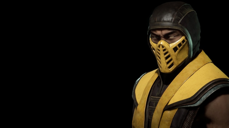 yellow, dark fon, 1080P, Hanzo Hasashi, ninja, dark, Scorpio, Scorpion, background, Mortal Kombat, Hanzo Especially Meet The
