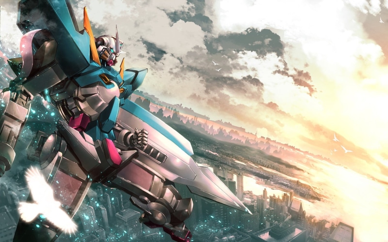 travel destinations, amusement park, illuminated, blue, leisure activity, outdoors, Gundam 00 exia, day, mech, Mobile Suit Gundam 00, amusement park ride