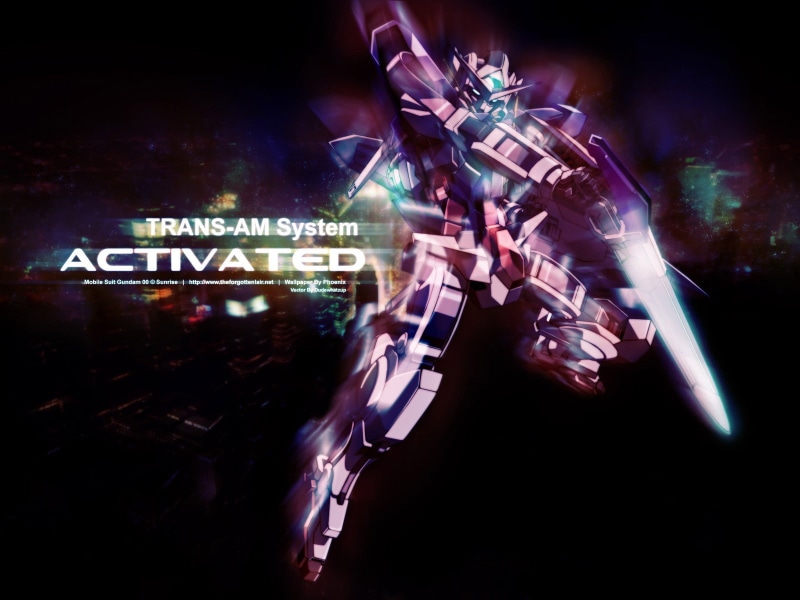 people, control, performance, flying, 720P, robot, futuristic, projection, nightlife, digital composite, Exia, Gundam 00 exia, night, nature, glowing