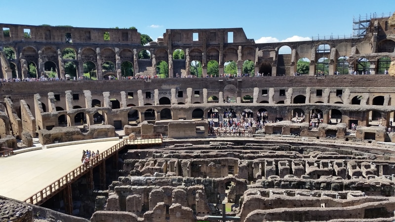 nature, architecture, incidental people, ruined, the past, old ruin, travel, city, 2K, archaeology, amphitheater, sky, rome, history, building exterior