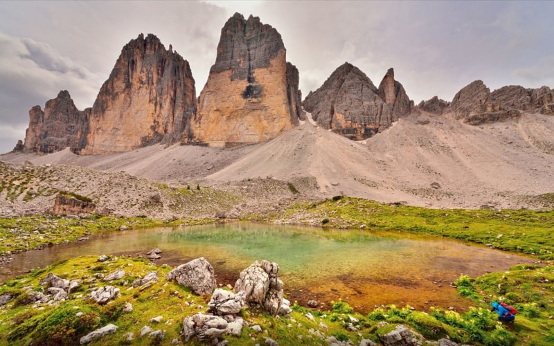 di, landscape, semi-arid, eroded, three, geology, italy, nature, lavaredo, land, cime, 2K, tre, travel destinations, outdoors, water, formation, rock