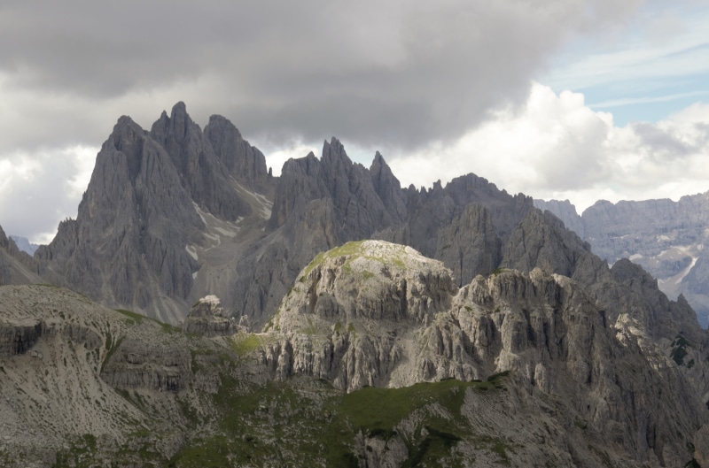 sky, mountain, formation, cloud - sky, mountains, environment, tre cime di lavaredo, scenics - nature, mountain range, landscape, rock, the dolomites, travel