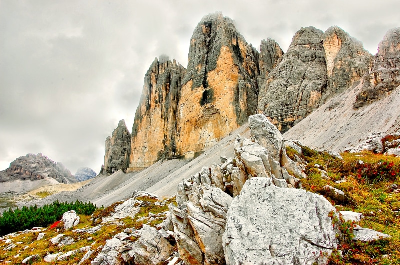 rubble field, no people, nature, environment, mountains, non-urban scene, geology, outdoors, summer, sesto, mountain peak, formation, 2K, cloud - sky