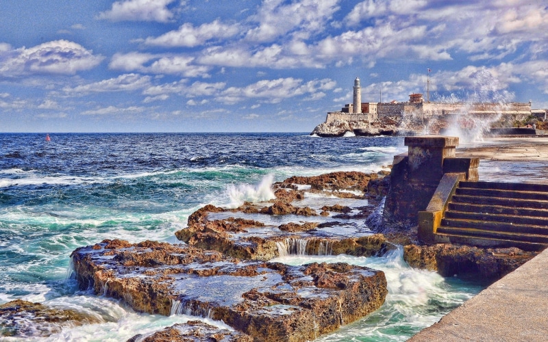 sea, landscape, nature, 1080P, Cuba, coast, Castillo de los Tres Reyes del Morro