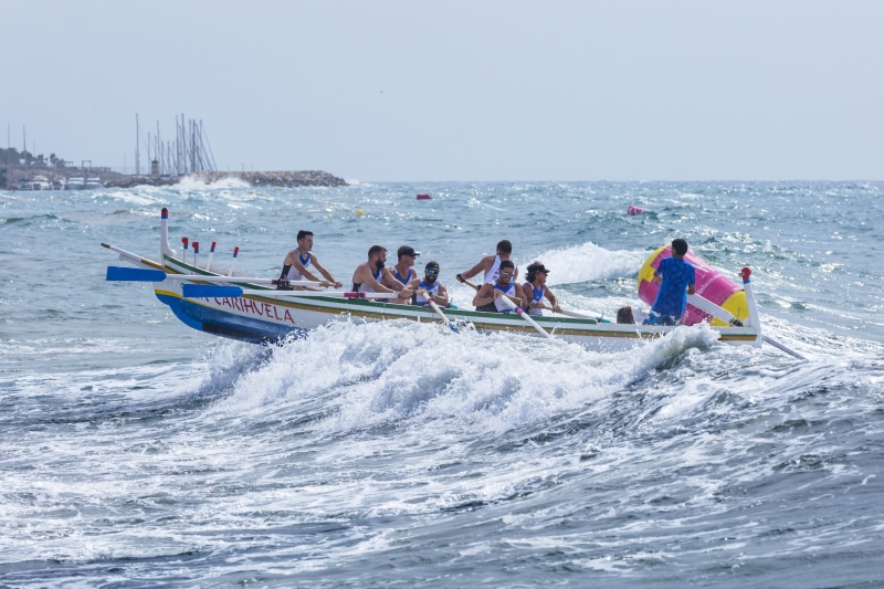málaga, water, motion, bote, deporte, remero, real people, people, barco, men, outdoors, espuma, group, playas de el palo, lifestyles, quino, wave, waterfront