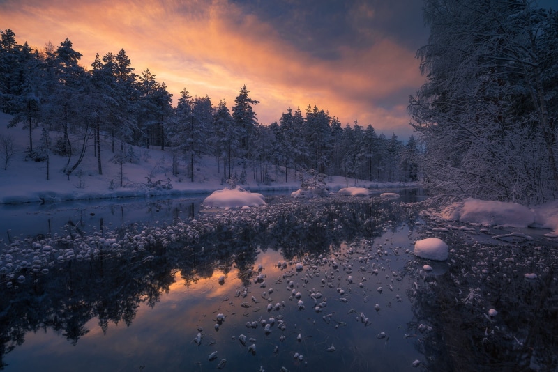Norway, 1080P, winter, forest, Ole Henrik Skjelstad, river, Ringerike