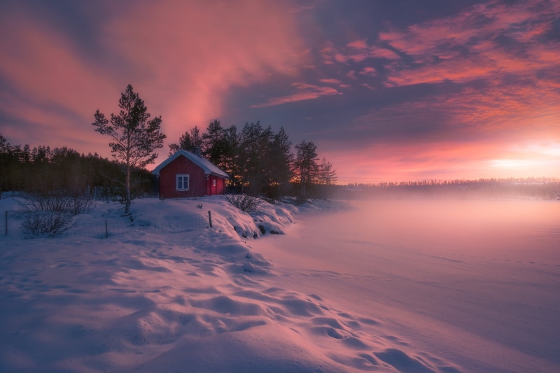 Ringerike, frost, house, 1080P, Norway