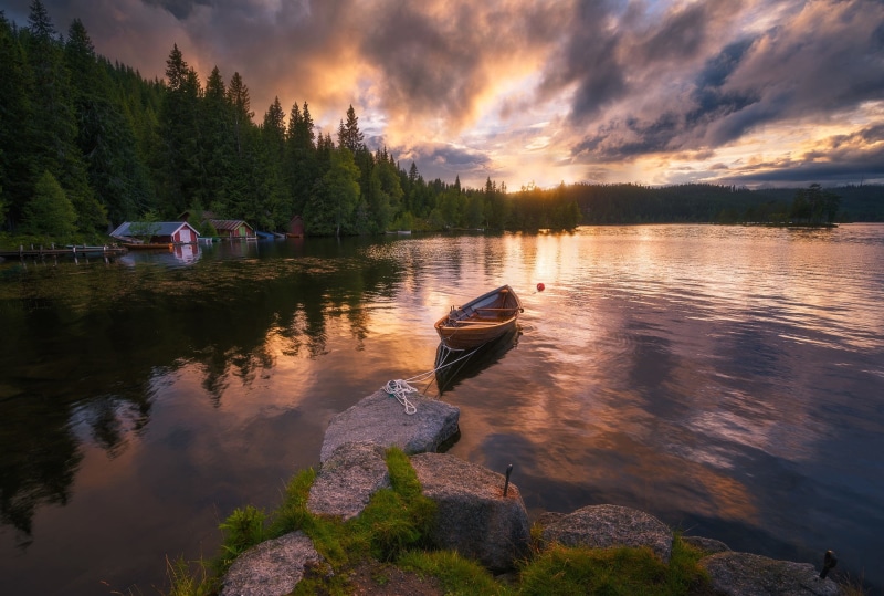 Ringerike, boat, 1080P, Lakeside, Norway, lake