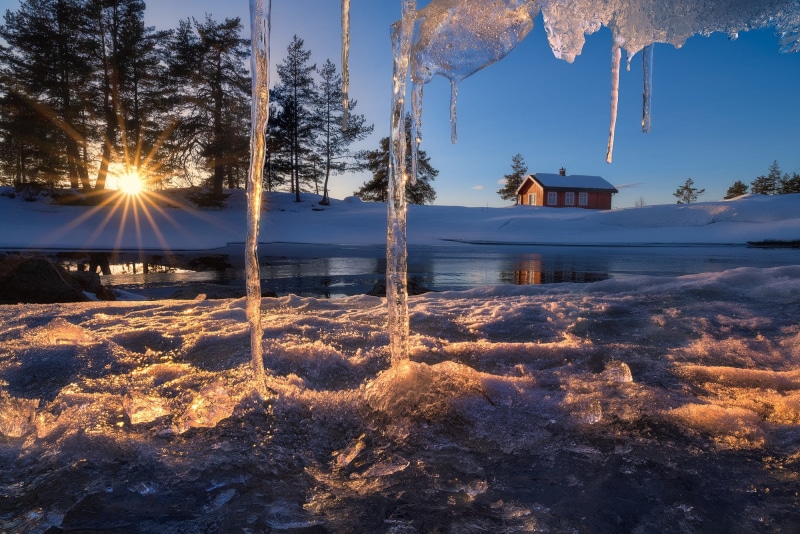 icicles, Norway, Ringerike, 1080P, Ice Cave, house