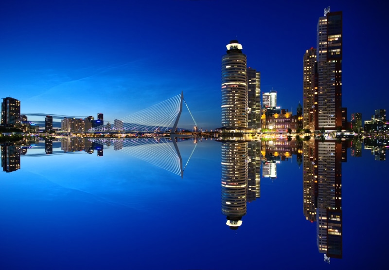 4K, 4K, Nightscape, Netherlands, Rotterdam