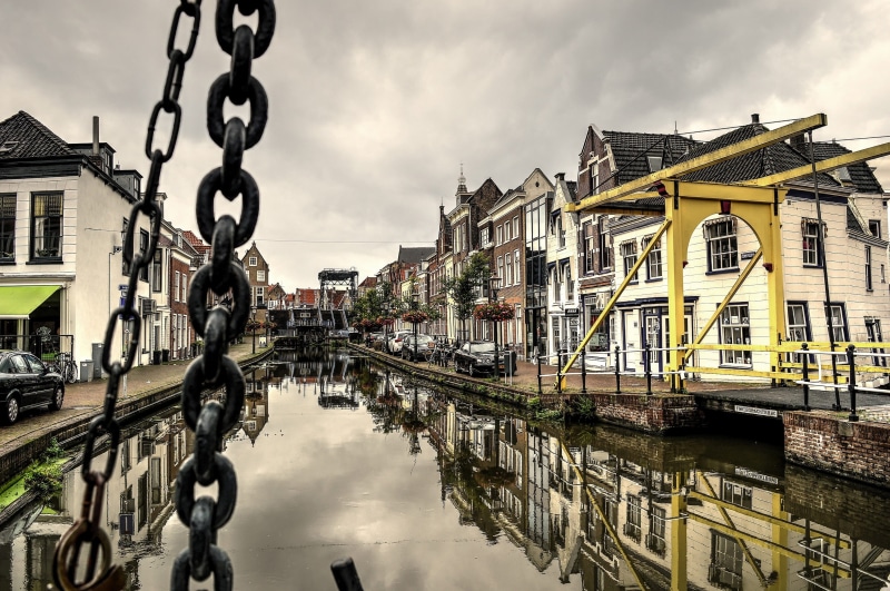 transportation, residential district, vliet, city, canal, water, building, cloud - sky, veerstraat noorzijde, reflection, building exterior, no people