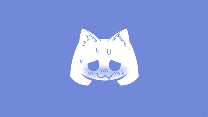 cat ears, simple background, digital art, sweat, Discord, blue, 1080P, white, logo