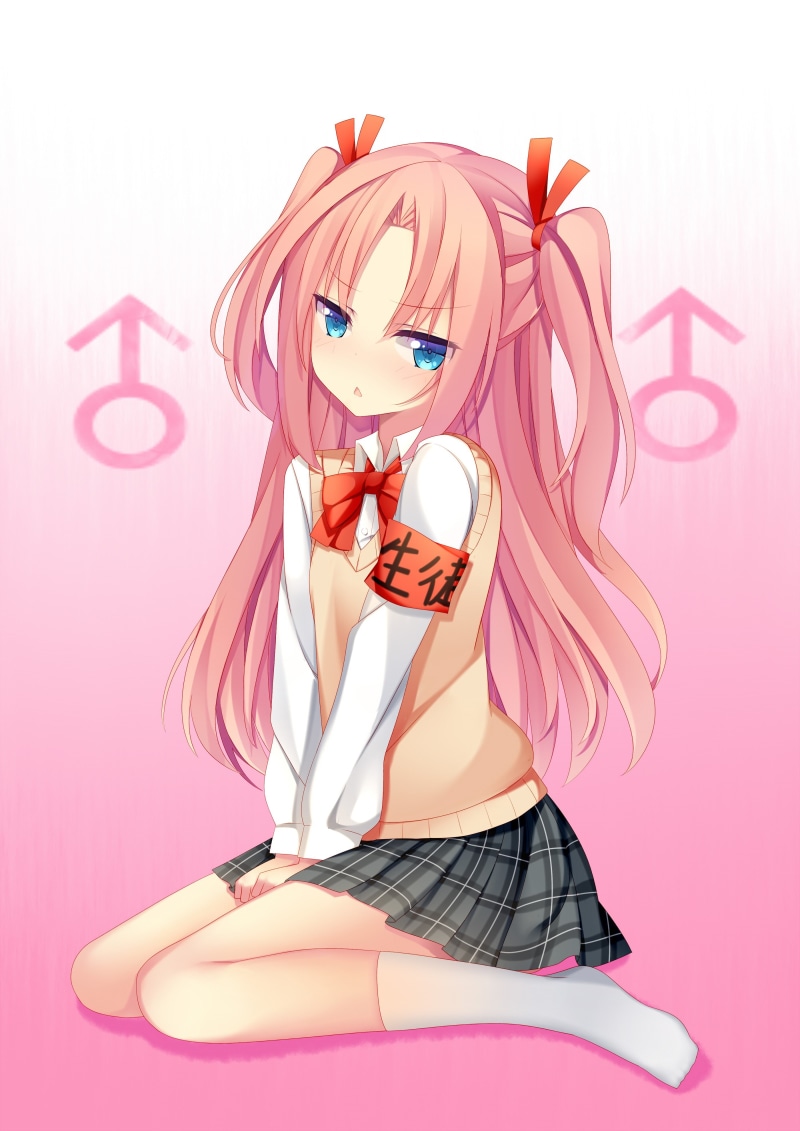 Himegoto, Arikawa Hime, sweater, anime, long hair, anime boys, blue eyes, 4K, legs, pink hair
