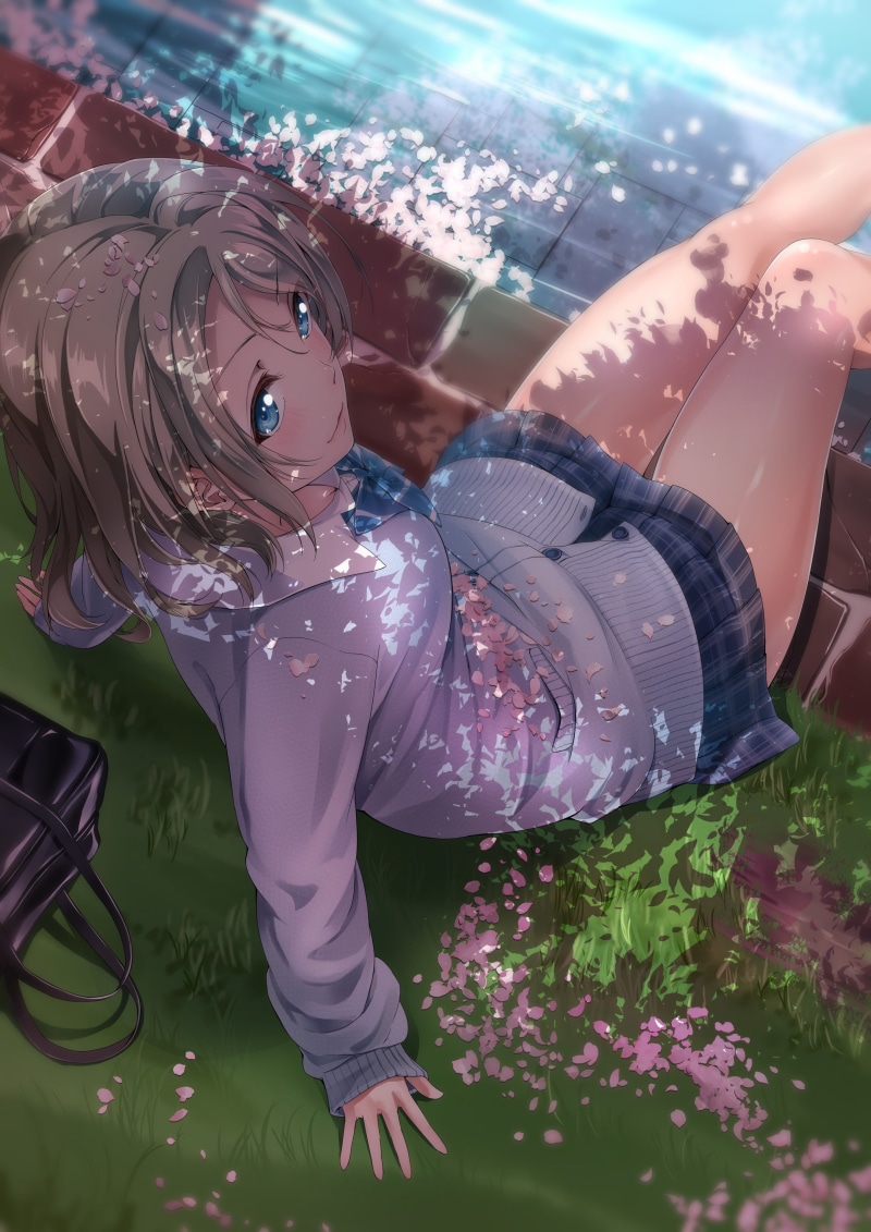 miniskirt, Watanabe You, real people, day, legs, close-up, water, adult, women, childhood, blue eyes, leisure activity, one person, females, anime, 4K