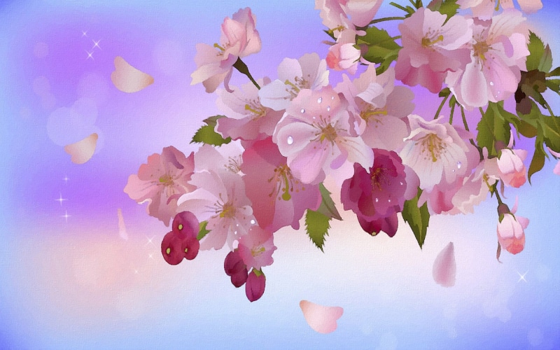 2K, pintura, una, flores, de