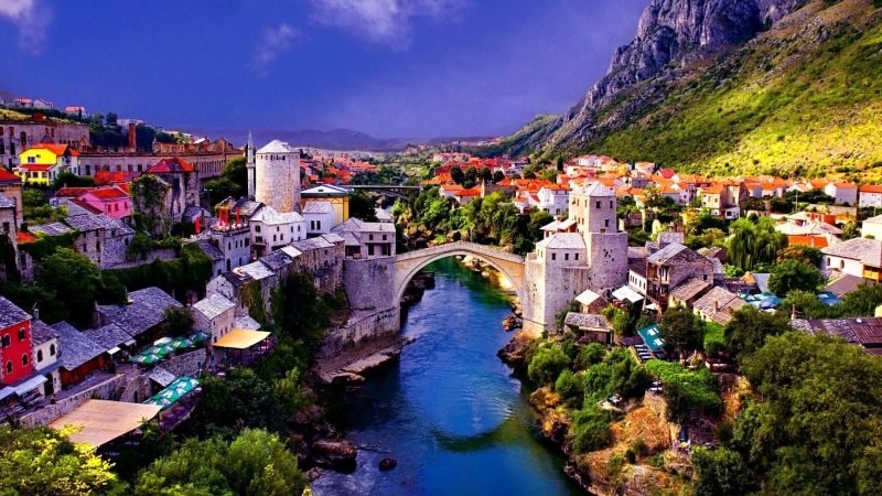 historical, bosnia and herzegovina, old bridge, city, bosnia, herzegovina, mostar, 1080P, ancient city, stari most