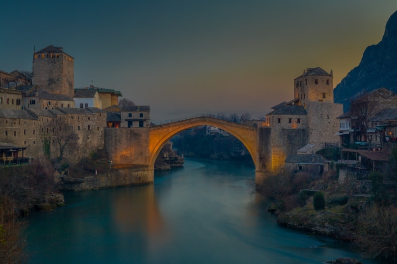 Bosnia and Herzegovina, nature, arch bridge, bridge - man made structure, city, old building, Mostar, 1080P, no people, waterfront, ancient civilization