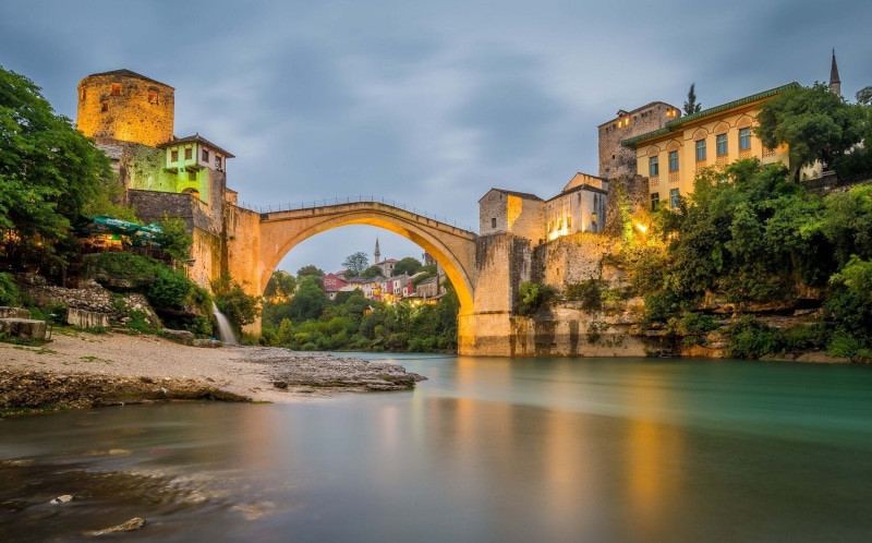 mostar, rive, river, 1080P, bridge, neretva, bosnia, herzegovina