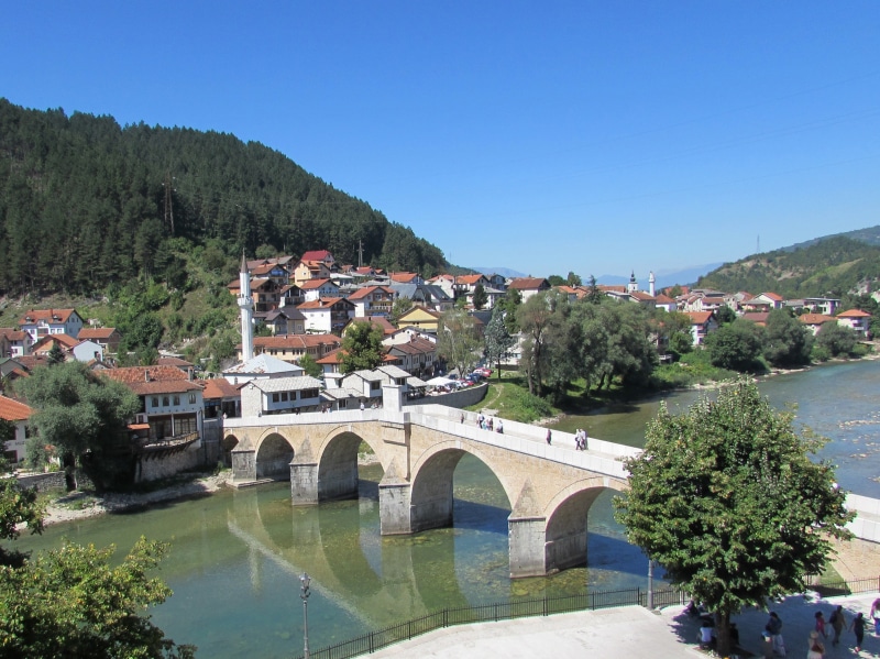 neretva, historic, arch bridge, bridge - man made structure, bosnia-herzegovina, tree, river, plant, day, mountain, built structure, building exterior
