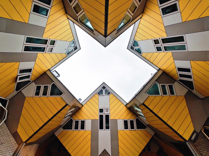 Cube houses, 4K, Architecture, Netherlands, Yellow, Rotterdam, 4K