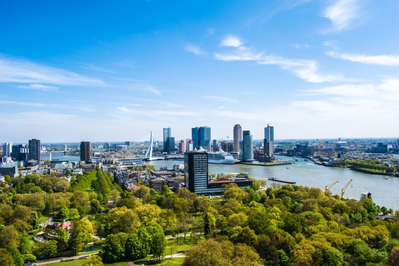 tower, travel destinations, no people, rotterdam, downtown district, modern, 1080P, outdoors, netherlands, residential district, office building exterior