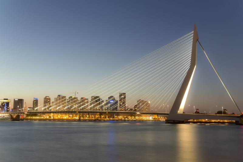 rotterdam, suspension Bridge, netherlands, architecture, bridge - Man Made Structure, skyline, erasmus  bridge, bride, Erasmus Bridge, 5K, body, famous Place