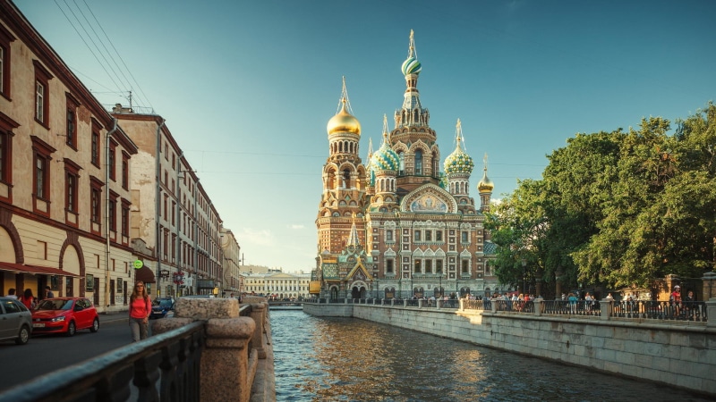 clear sky, tourism, sky, travel destinations, building, river, outdoors, building exterior, city, travel, place of worship, day, St. Petersburg, water