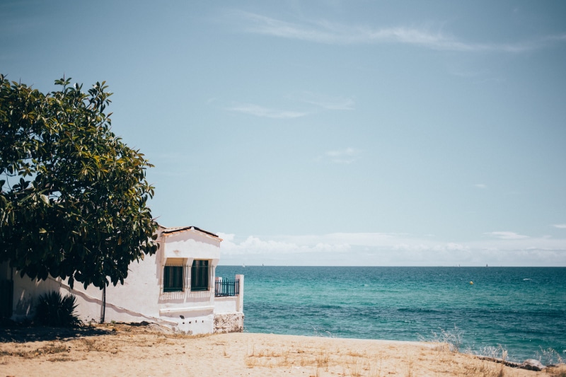 Resort, Blue, beauty in nature, Tropical, seaside, sea facing, tree, outdoors, travel, land, residense, Coast, cloud - sky, wave, water, Balcony, Tourism