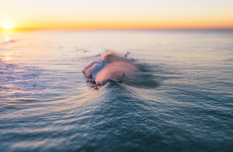 blurred motion, Skyline, beauty in nature, Surf, orange color, water, selective focus, tranquility, Surfing, speed, outdoors, southerncalifornia