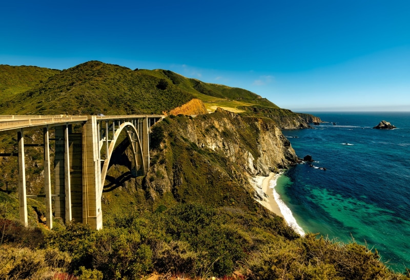 beach, coastline, land, ocean, mountain, no people, cliff, transportation, sky, overlooking, bridge - man made structure, scenics - nature, beauty in nature