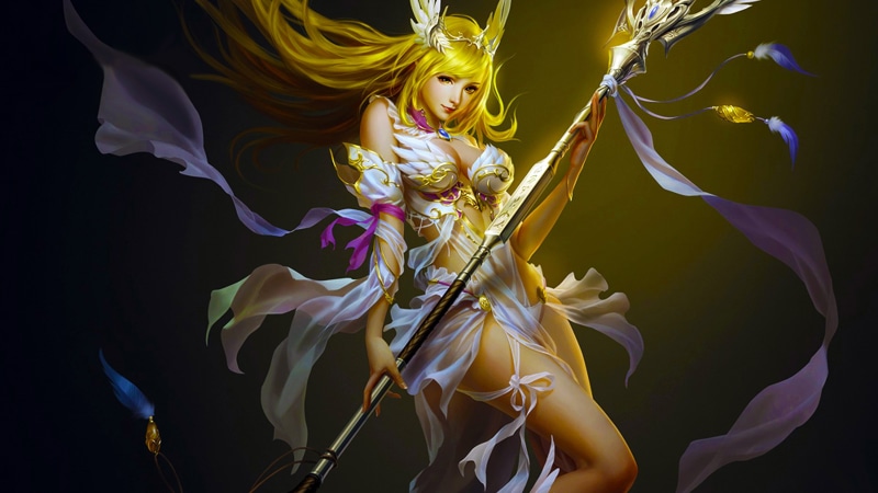 fantasy, girls, angels, 2K, ngel, warrior, hd, league, doris