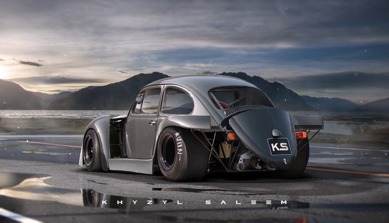 Volkswagen, render, artwork, car, 1080P, Volkswagen Beetle, Khyzyl Saleem