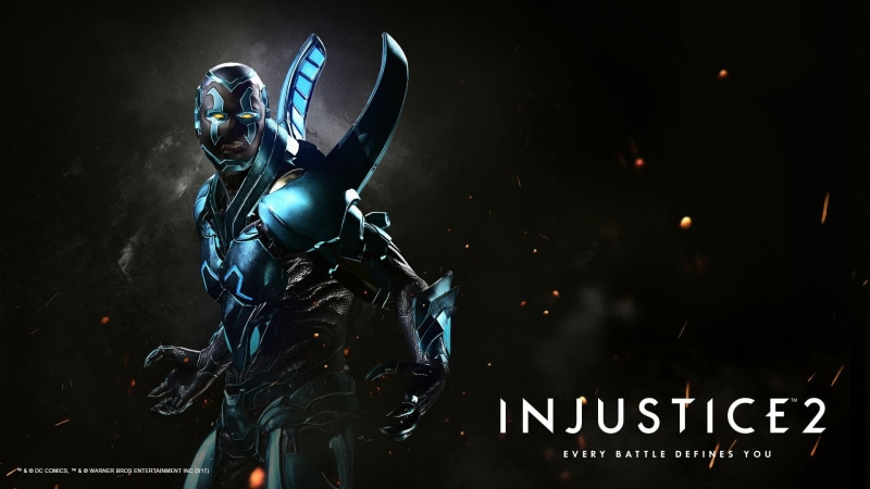 men, technology, Injustice 2, illuminated, sign, standing, night, sports helmet, three quarter length, headwear, one person, communication, Blue Beetle