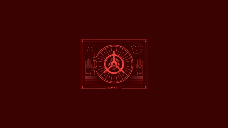 the all seeing eye, minimalism, 2K, vault, red, Illuminati, red background