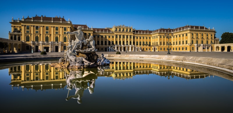 Vienna, 4K, water, sculpture, Schonbrunn Palace, Austria, fountain, Palace, reflection, Schönbrunn Palace