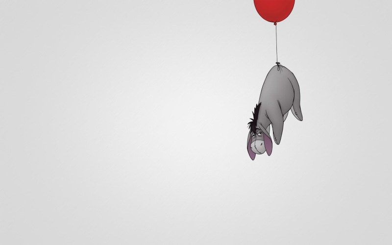 flies, Winnie-the-Pooh, light background, Eeyore, minimalism, Winnie The Pooh, red, 1080P, ball